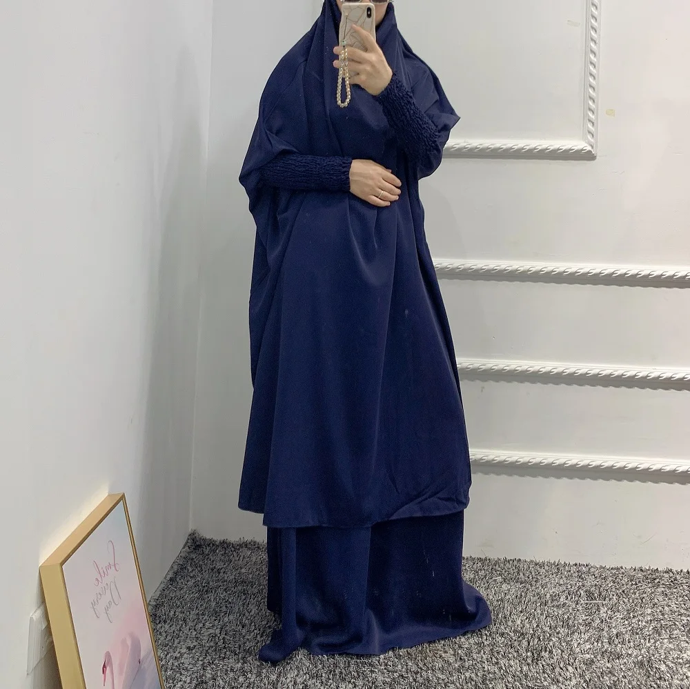 Loriya Free Size 2pcs Set Dubai Women Prayer Abaya Khimar Jilbab Long Skirt Muslim Islamic Clothing