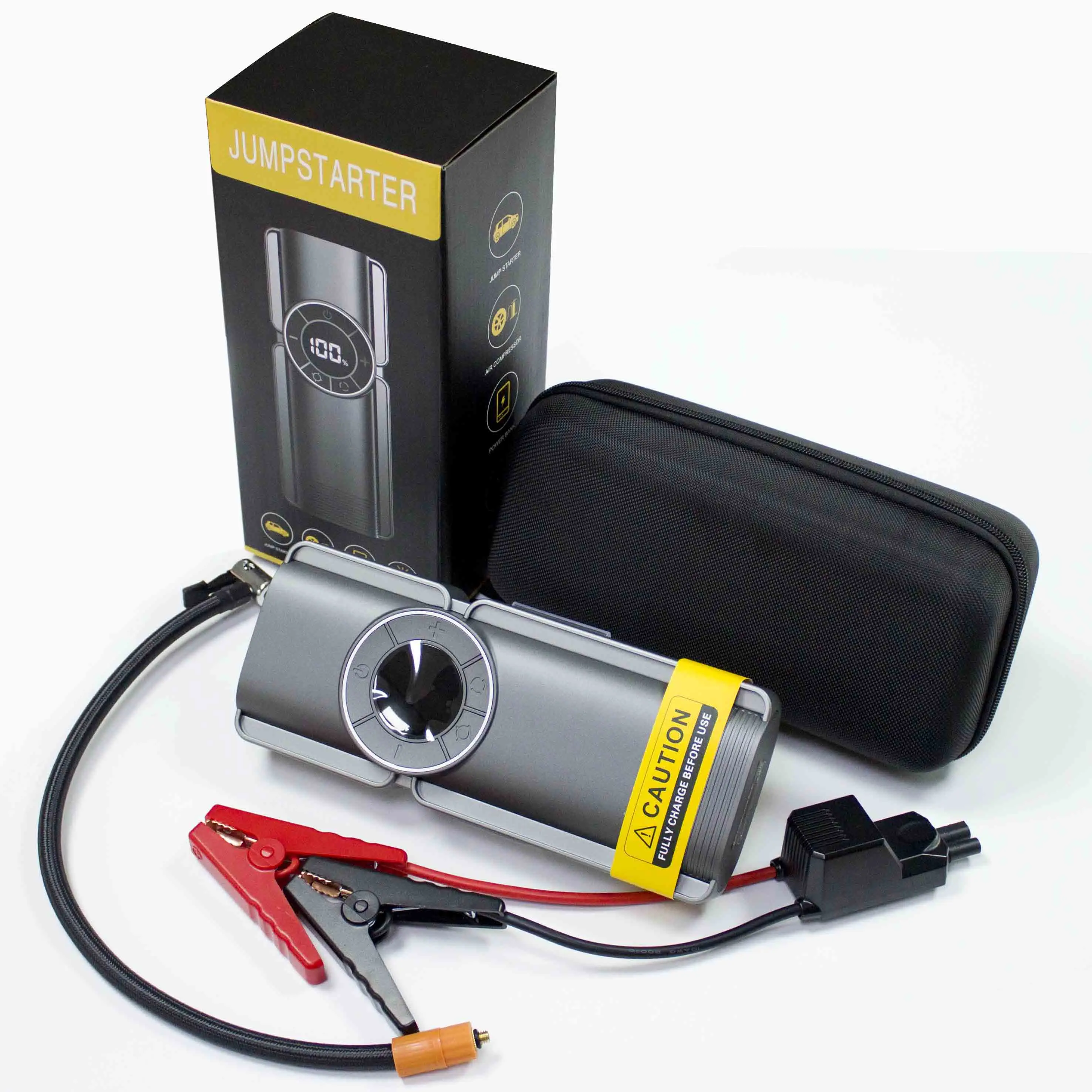 2500A 4-in-1 Jump Starter 20000mAh Portable Air Pump Tire Inflator Power Bank Emergency Car Battery Booster Kit