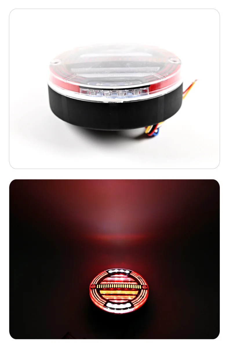 12V 24V Brake Driving Stop Flow Turn Signal Reverse Truck Side Light Round Red Led Trailer Tail Light for Car 3