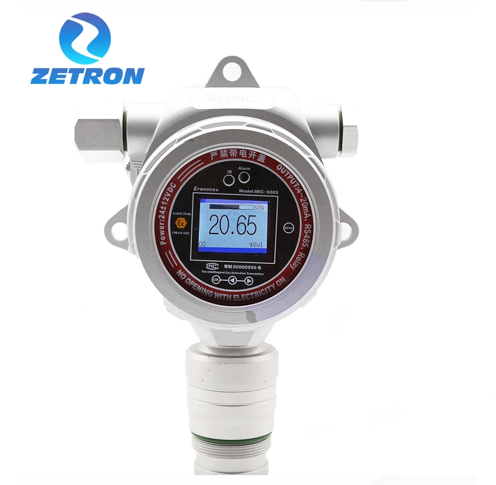 ZETRON MIC500S Online Fixed Gas Detector with LCD Display IR Remote LEL H2S CO C2H4 NH3 EX TVC CO2 CH4