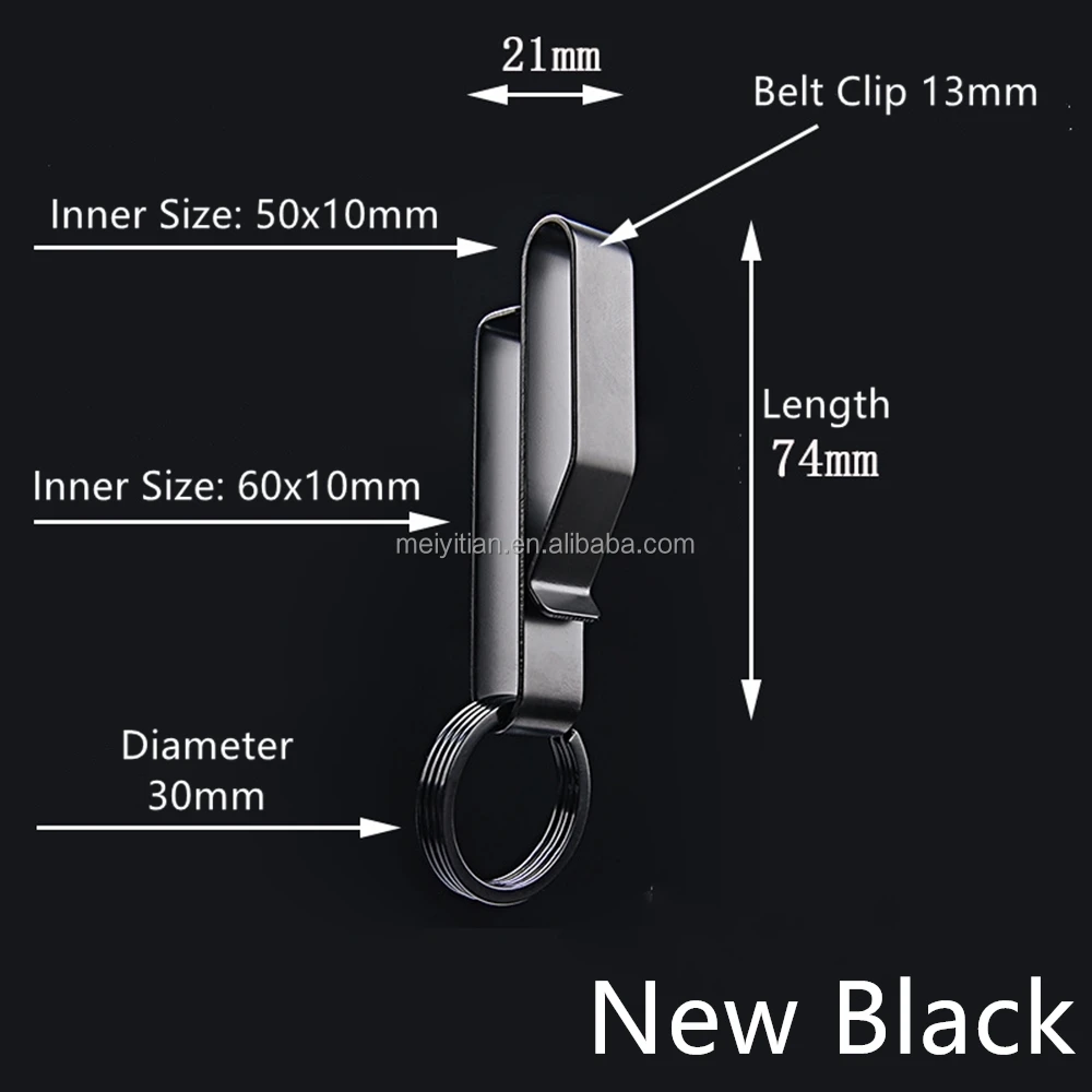 Stainless Steel Keychain Detachable Black Belt Keychain With 2pcs Key