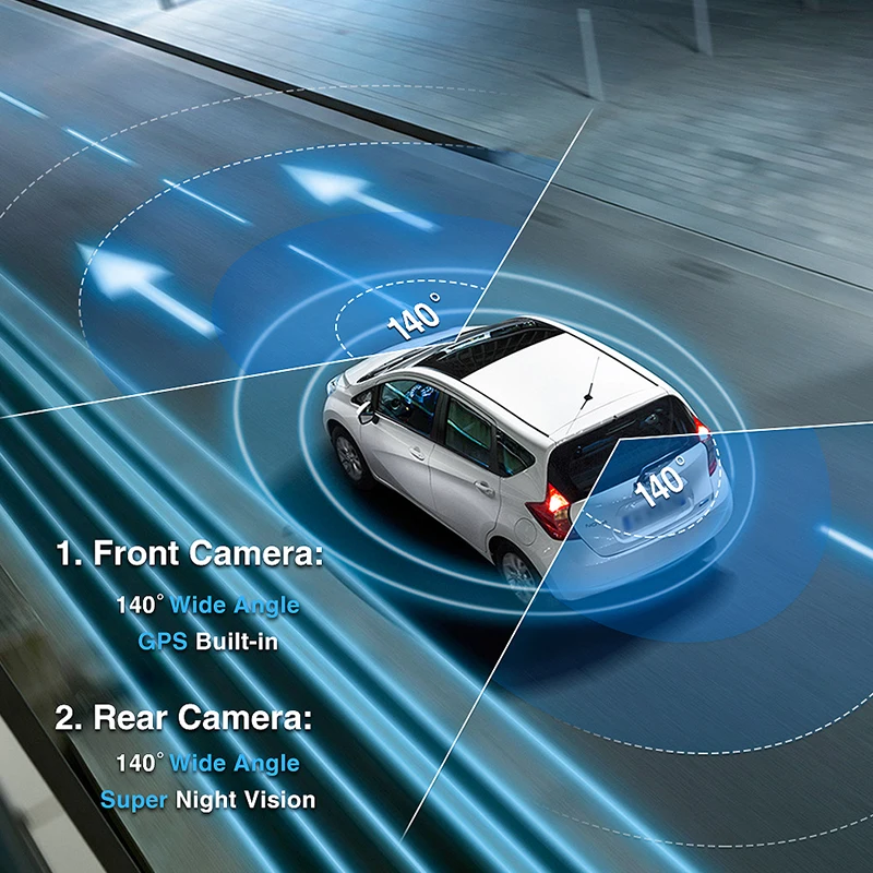4K Dash Cam 2160P Встроенный GPS Wi-Fi Автомобильный видеорегистратор 24 часа в сутки для парковочной системы 1440P Обратный HD ночное видение 140 FOV запись вождение