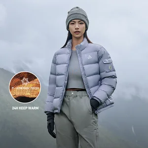 PELLIOT Outdoor Winter Women's Stand Collar Elastic Hem 95% White Goose Down 800 Filling Power Ultralight Down Jacket