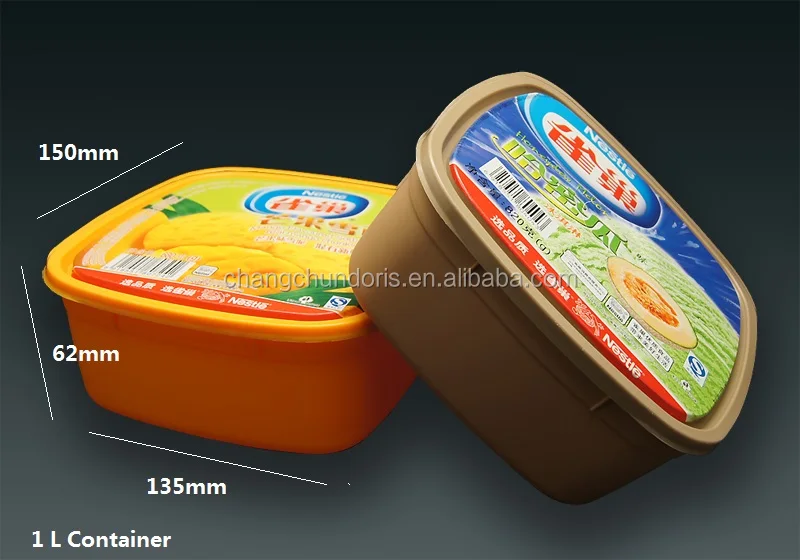 4L square IML Packaging Custom Ice Cream Containers with Lids Container Packaging