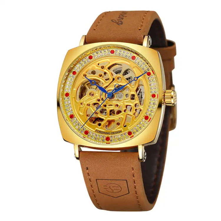 8274 Мужские механические часы из натуральной кожи