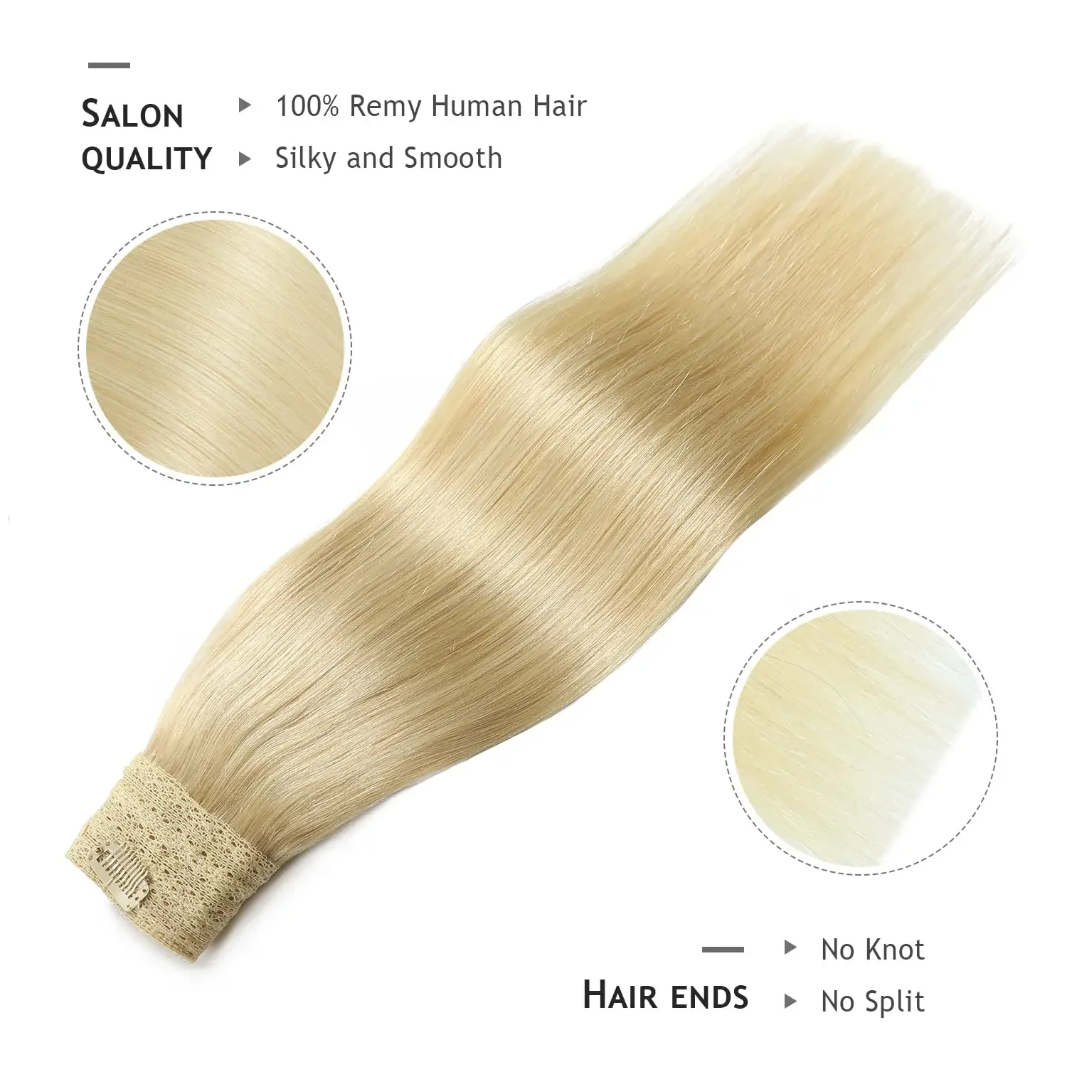 Extensiones de cabello humano liso y sedoso 613 rubio decolorado_voghion.com