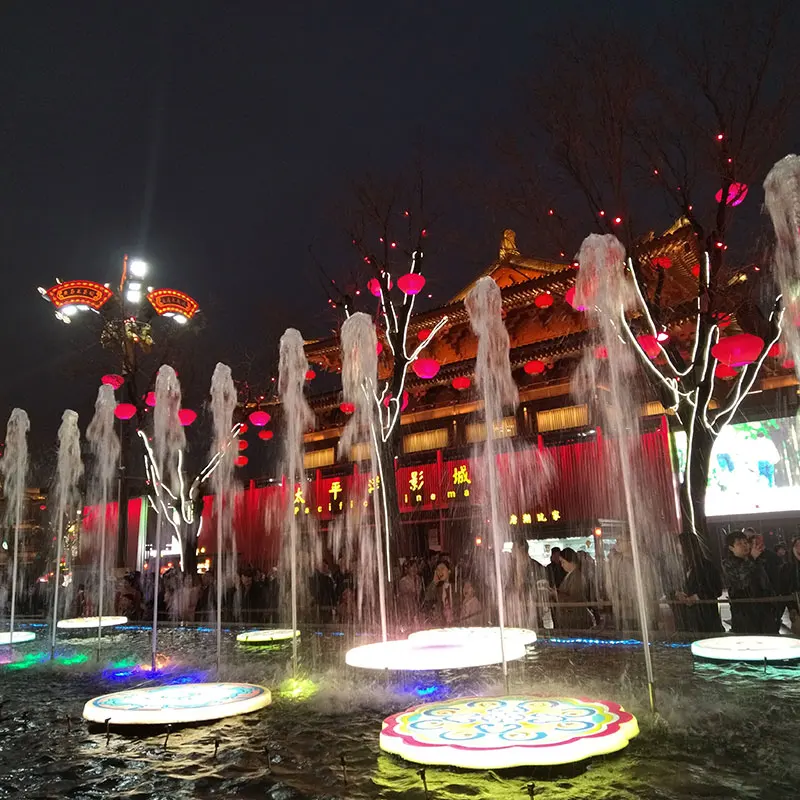 Free Design Portable RGB LED Musical Fountain Outdoor Dry Dancing Water Fountain with RGB LED Light