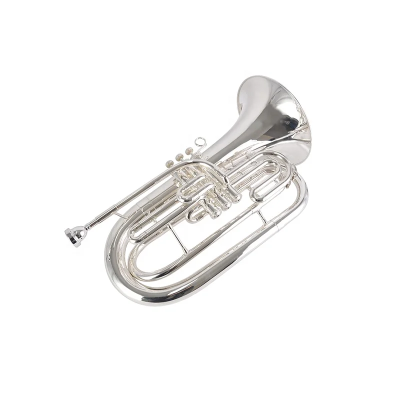 Professional Marching Series 3 Piston Valves Bb Key Silver Plated Marching Baritone