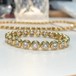 Luxury 14.92ct Lab Diamond Tennis Bracelet - 18K Gold 20.74g 16.5cm Prong-Set Diamond Chain