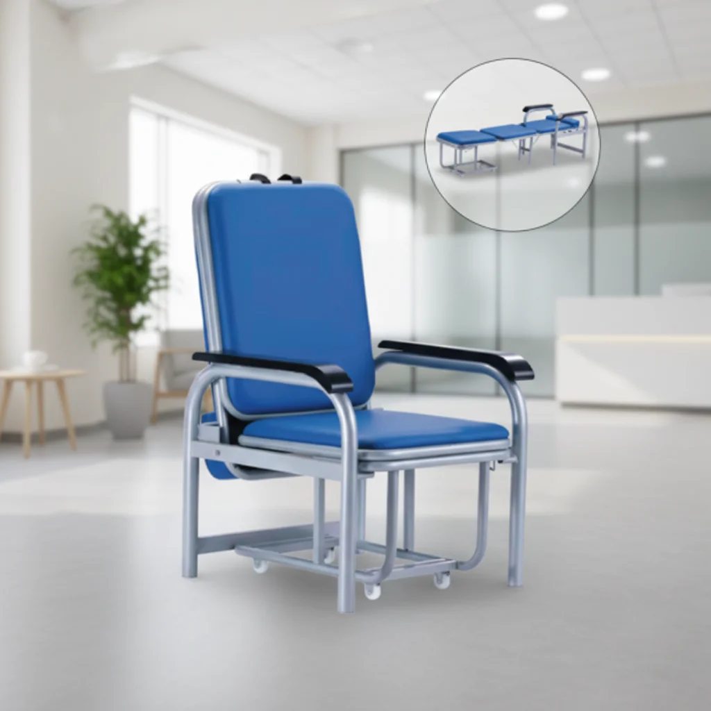 Durable Metal Foldable Nursing Chair for Hospitals Infusion Chair for Medical Attendants & Patients Comfortable Bed for Patients 2