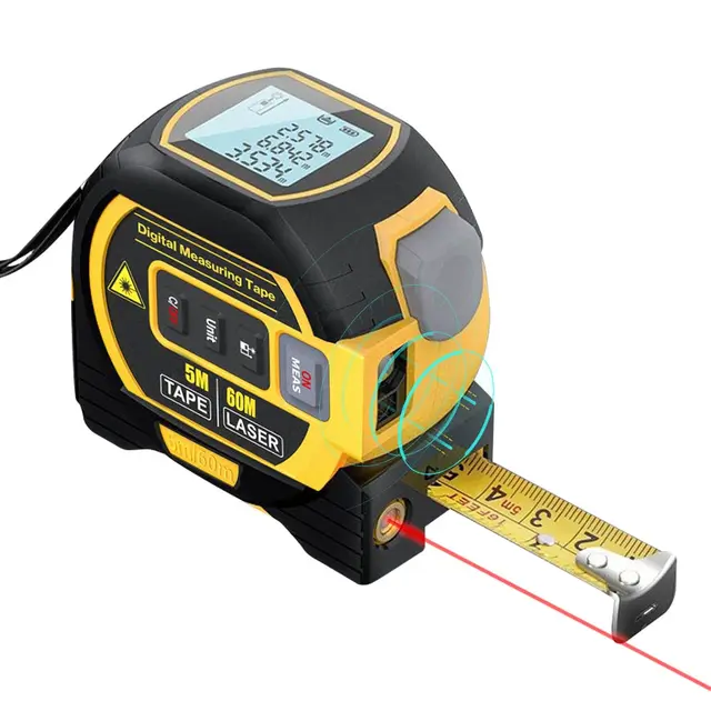 Digital Laser Tape Laser Distance 3-in-1 Measure 131 FT/40M Measure16 FT/5M Yellow Tylon Metal Tape Measure 5M X 19MM