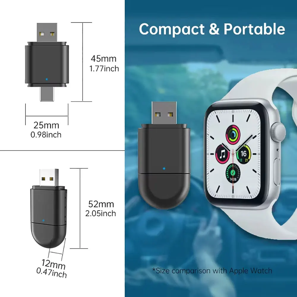 Laudtec Zjq18 2 In 1 Mini Usb Wireless Carplay Adapter Plug And Play Ai Box Display Universal 2-In-1 For Apple Android Auto supplier