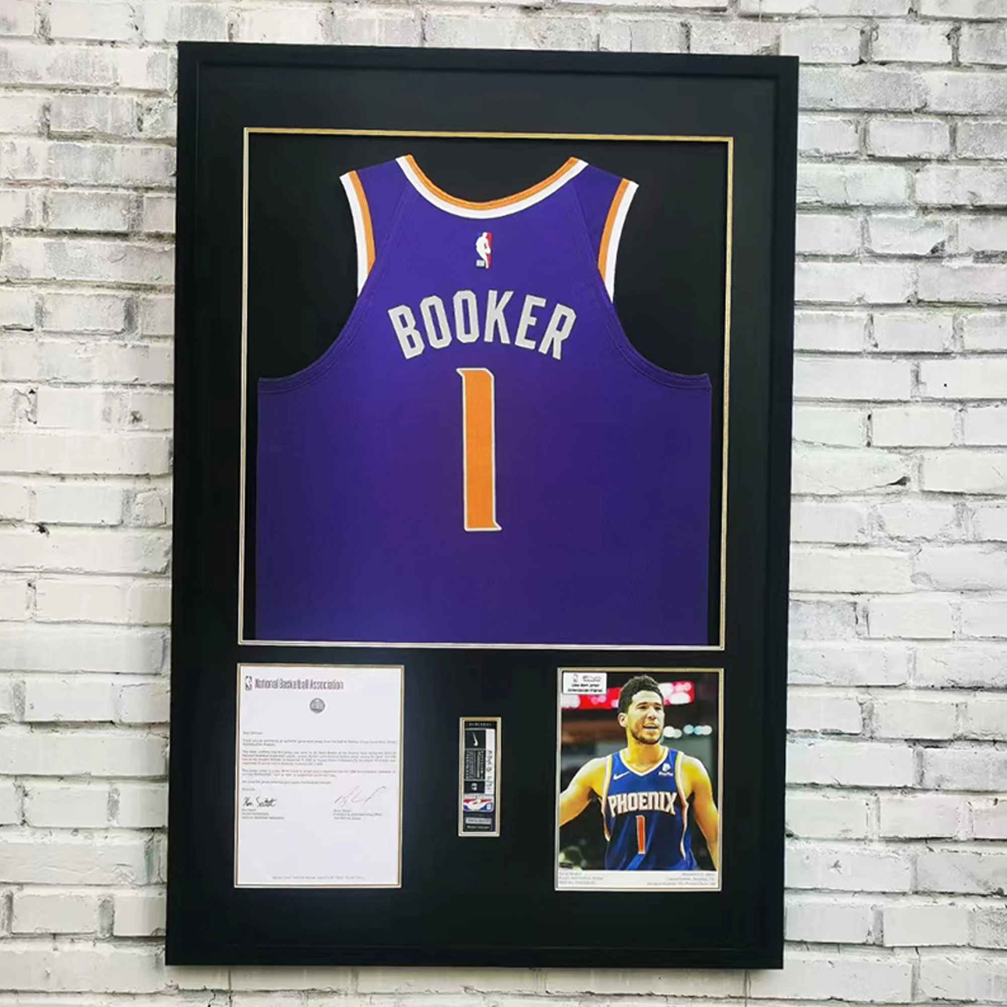 40x32inch Sport Jersey Display Frame Case With Double Mat Wood Shadow