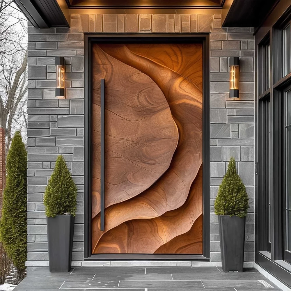Latest Design Handcraft Timber Wooden Pivot Main Doors for Houses Wood Carving Front Entry Doors Home Decor