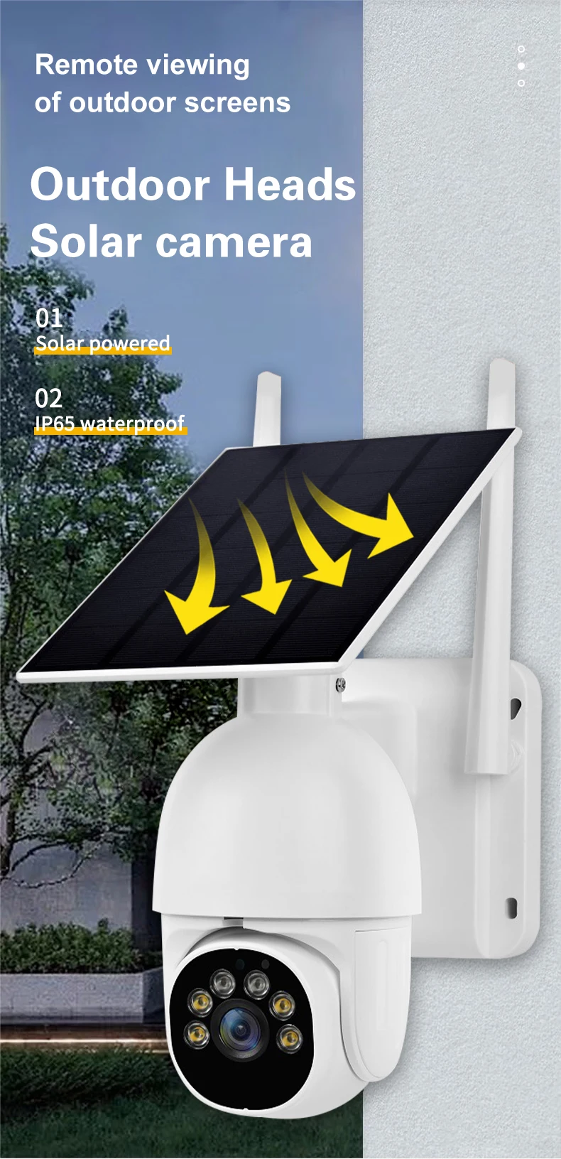 Solar Powered Outdoor IP65 Waterproof Night Vision TF Card 4G Camera