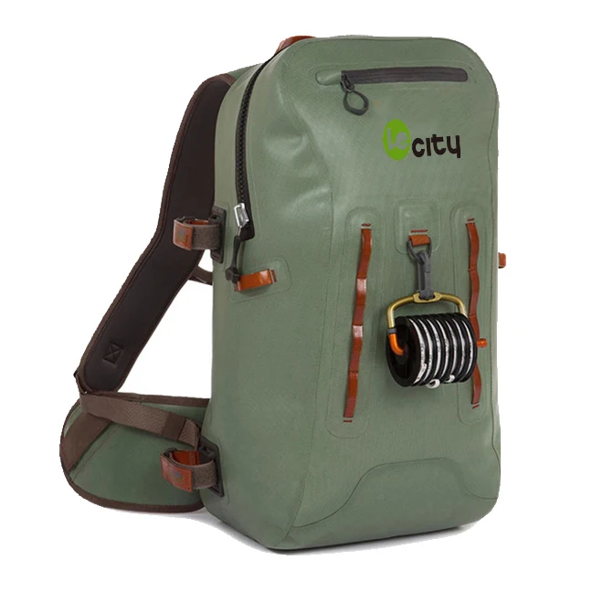 Wholesale Waterproof  Rod Holder Soft PVC Green Welding Fishing Backpack