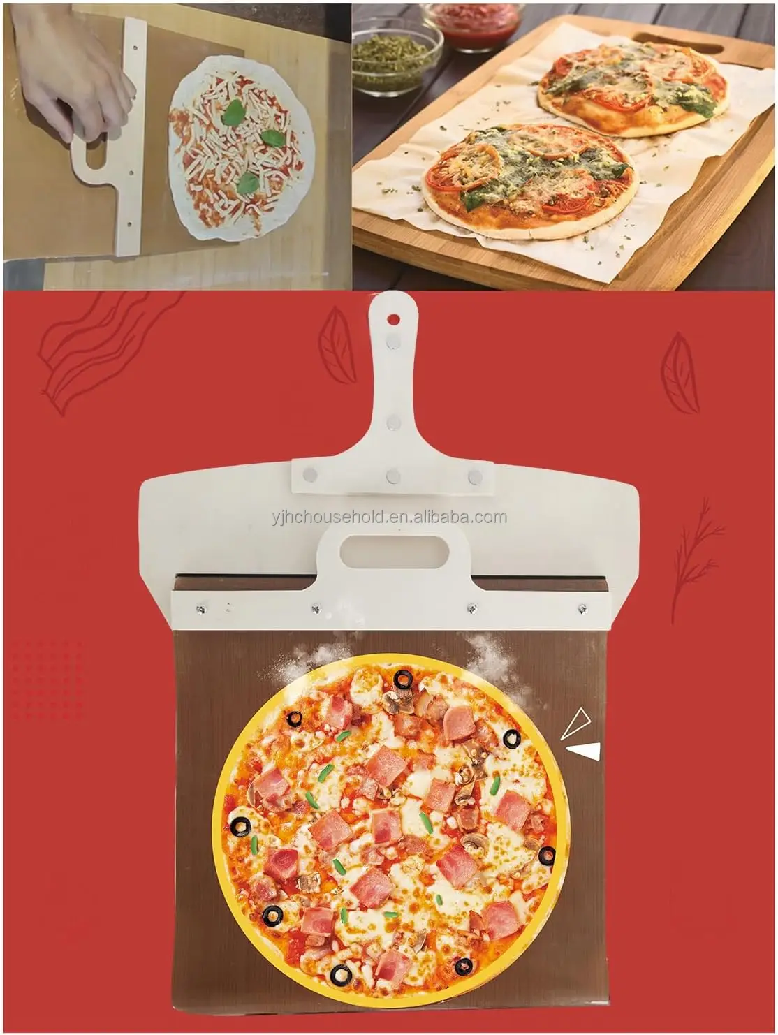 Sliding Pizza Peel Shovel With Handle,Easy Slide Pizza Peel,Pizza
