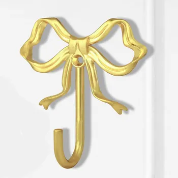 Gold Bow Knot Hooks Metal Coat Hooks Decorative Hooks  for Bathroom Living Room Kitchen Decor