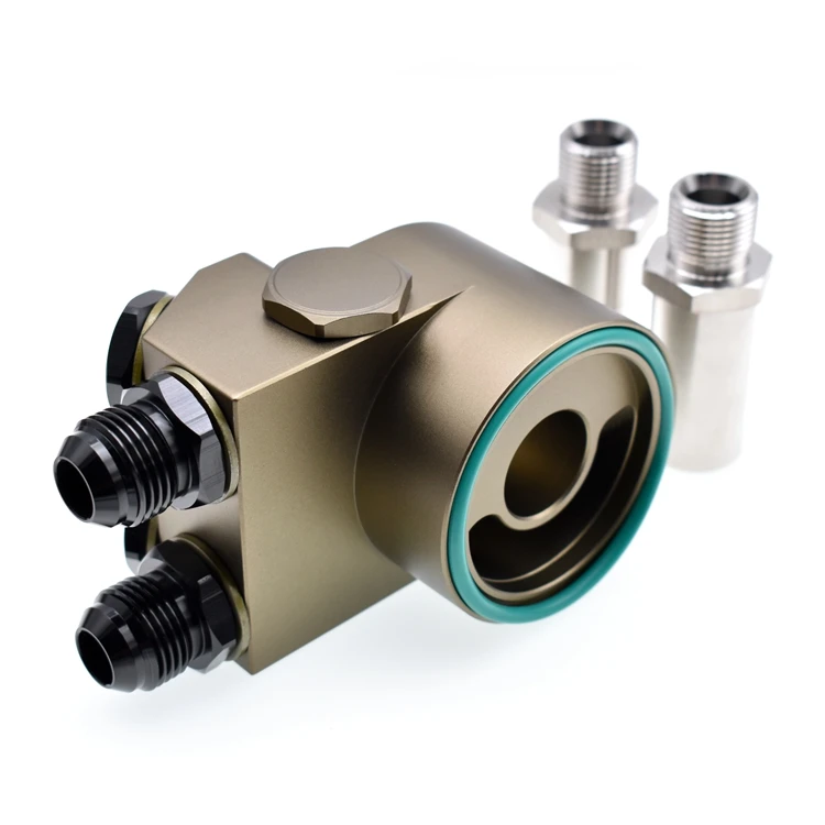 Universal Oil Cooler Filter Sandwich Plate With Thermostat and Adapter Threads AN8 Oil Filter Adapter