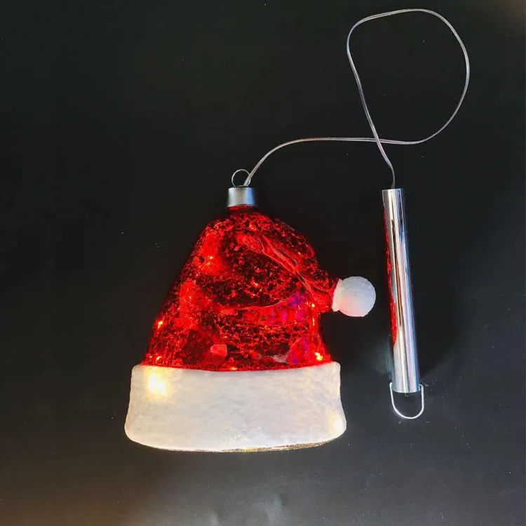 Led light up red hanging Christmas blown mercury glass life clothes jacket Santa Claus coat ornaments factory