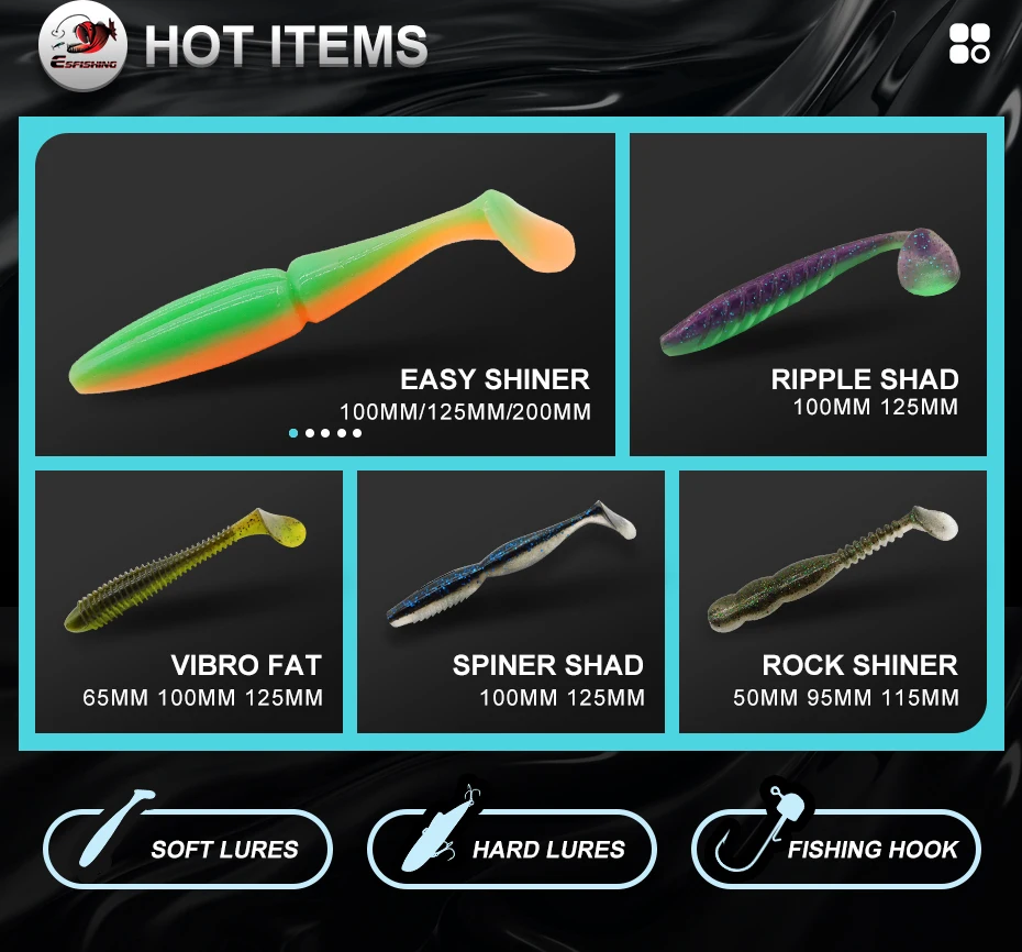 Esfishing New Fishing Lures Hog Shad 5in T Tail Soft Plastic Lure Buy