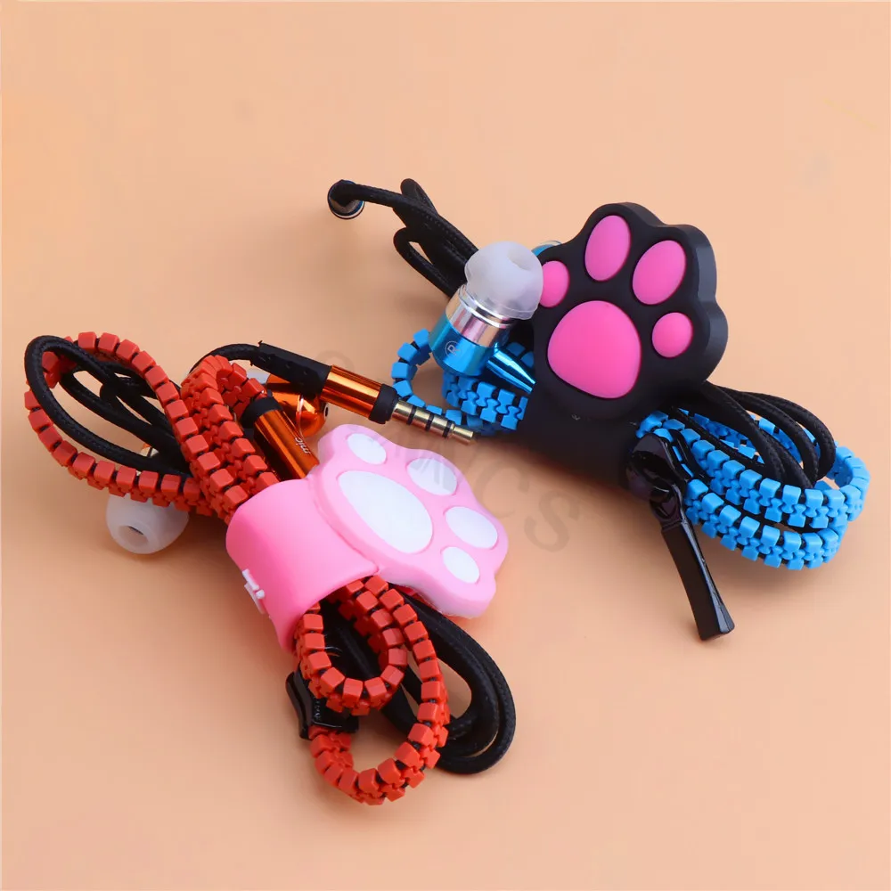 Cute cat paw buckle holder pink cloud mobile phone data cable winder silicone cartoon earphone cable wire storage clip organizer