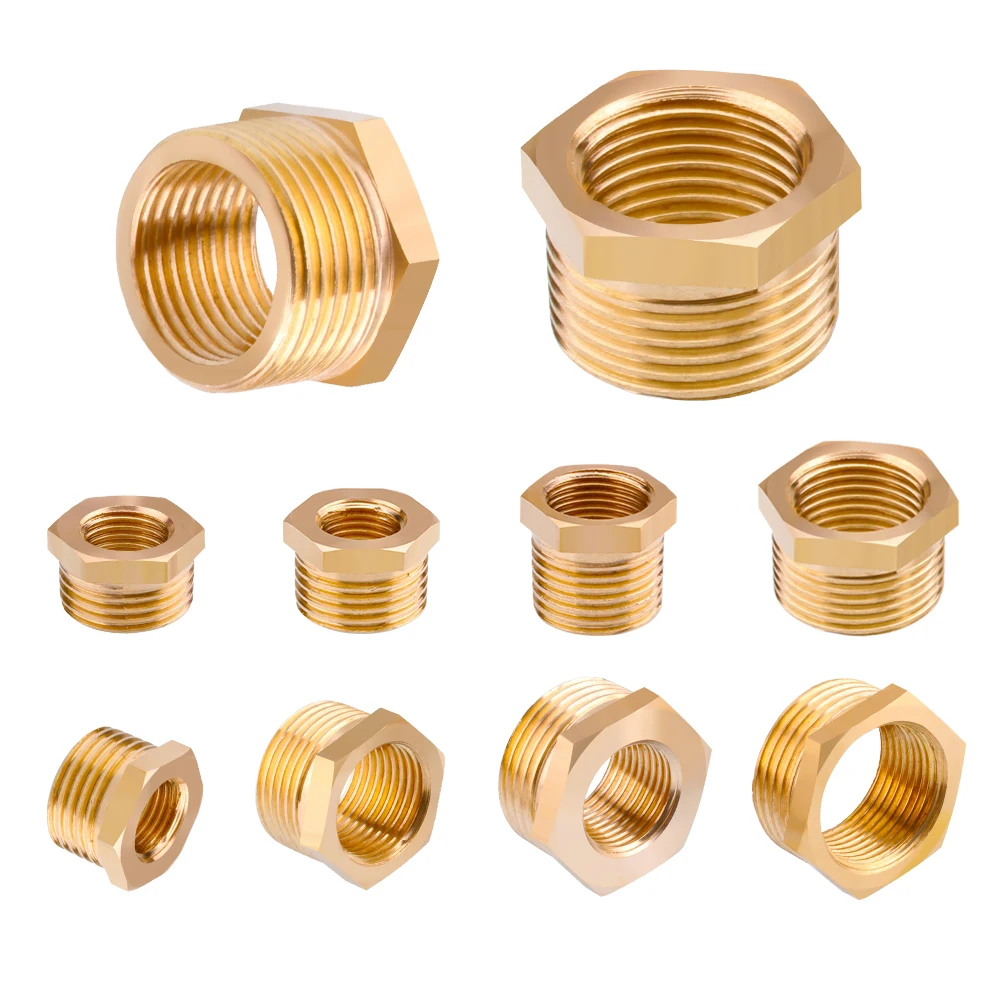 1/2 BSP Female x 1 BSP Male Thread Brass Hex Reducer Bushing Reducing Pipe Fitting Coupler Connector Adapter 