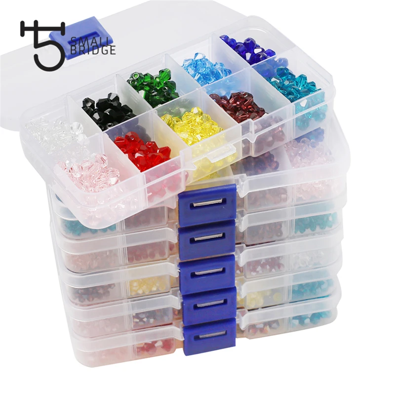 10 Grids Box Trendy Set Bicone Glass Beads for jewelry loose spacer beads wholesale details