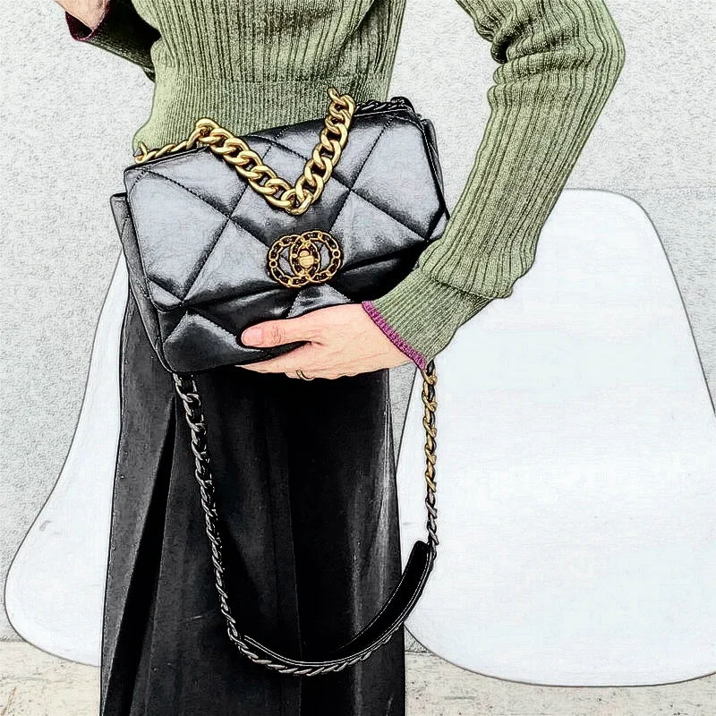-style Sheepskin Flap Bag Womens Diamond-quilted Chain Bag 2025 New Lock-detail Genuine Leather Handbag Shoulder