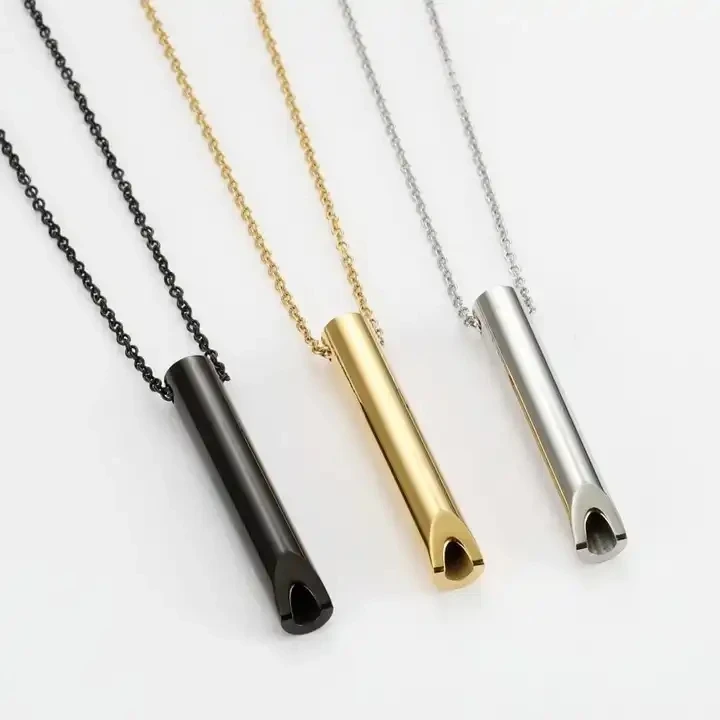 Stainless Steel Mindfulness Breathing Necklace for Women Men Relief Anxiety  Pendant Stress Panic Attack Relief Meditation Tool