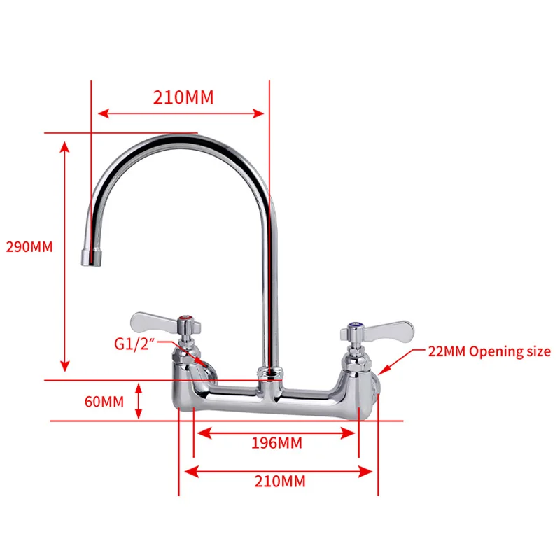 Commercial Kitchen Faucets Wall Mount 2 Holes Classic Kitchen Sink Mixer Tap Faucet With Brass Stainless Steel Kitchen Faucet details