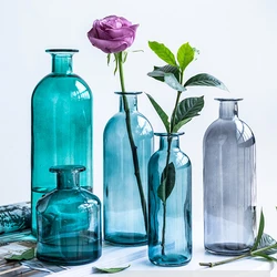 Tabletop Decoration Wholesale Nordic Home Wedding Diffuser Creative Unique Decorative Clear Flower Bottle Glass Vase