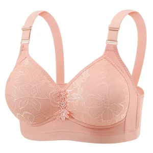 High Quality Plus Size Women's Bra, Factory Wholesale Thin Gathered Seamless Lace Embroidered Underwear.