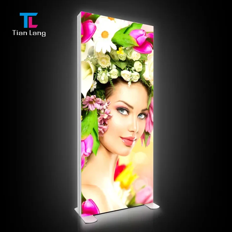 TianLang uus reklaamikvadrat alumiiniumraam kohandatav UV kanev double poolne kaasaskantav näitustoi Led valguslumepuu Seg valguslumepuu