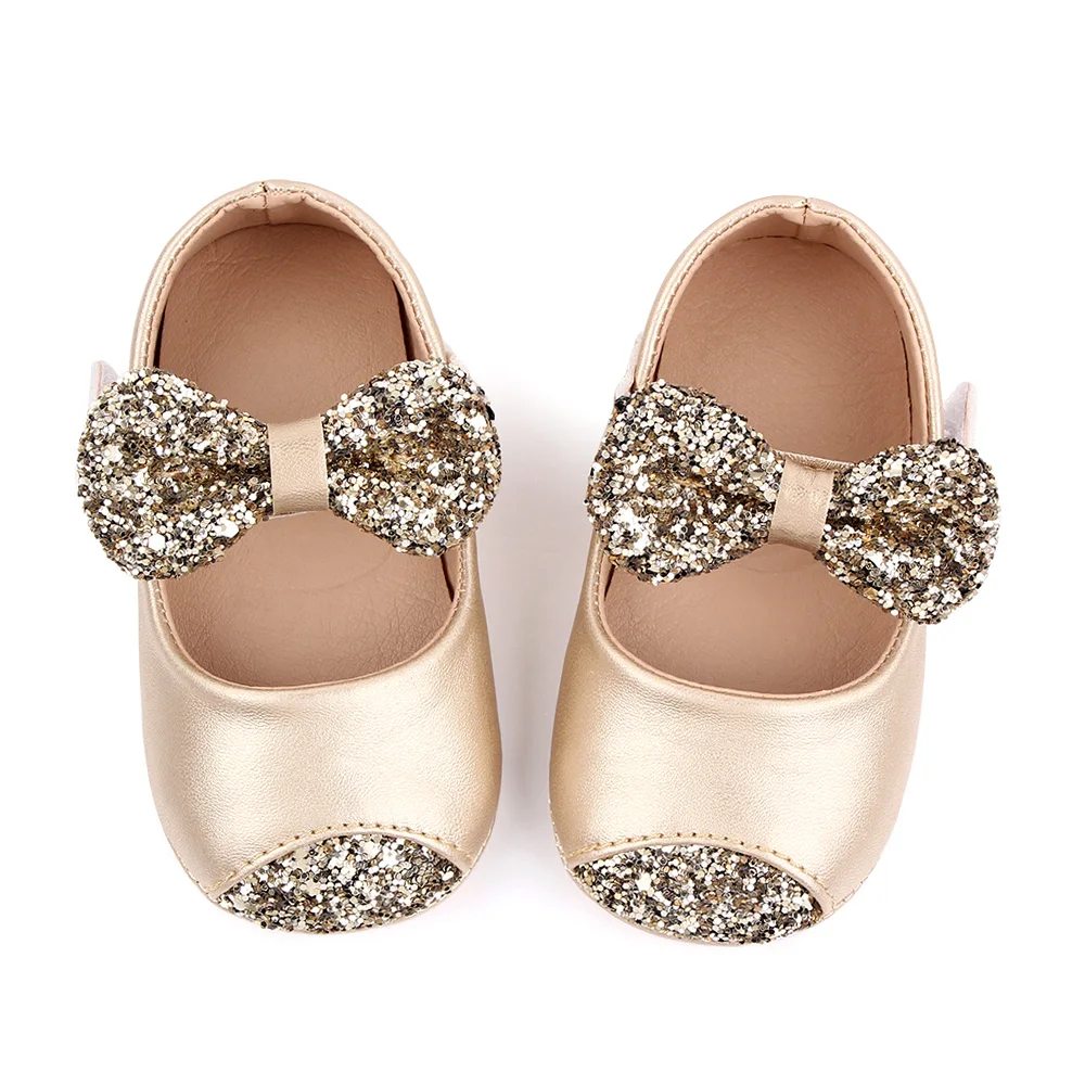 0-1 Year Old Baby Shoes Fancy Bling Bow Knot Rubber Sole Princess Shoes Newborn Toddler Shoes 2025 supplier