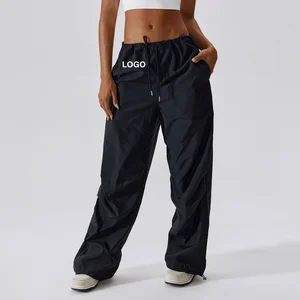 Wide Leg Casual Jogger Pants High Quality Sweatpants Drawstring Custom Women Flare Cargo Sweatpants