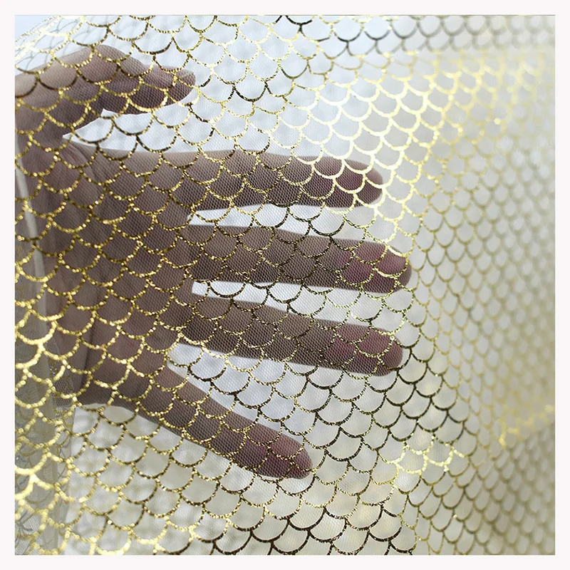 New Arrival Dx17 Colorful Fish Scale Mesh Tulle Fabric For Girl Apparel
