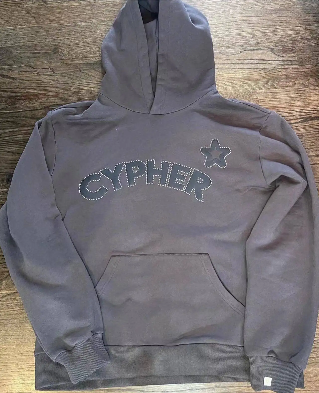 Custom Women Unisex Streetwear Sweatshirts No String 100% Cotton Double Hood Pullover Puff Print Rhinestone Hoodies for Men gallery 9