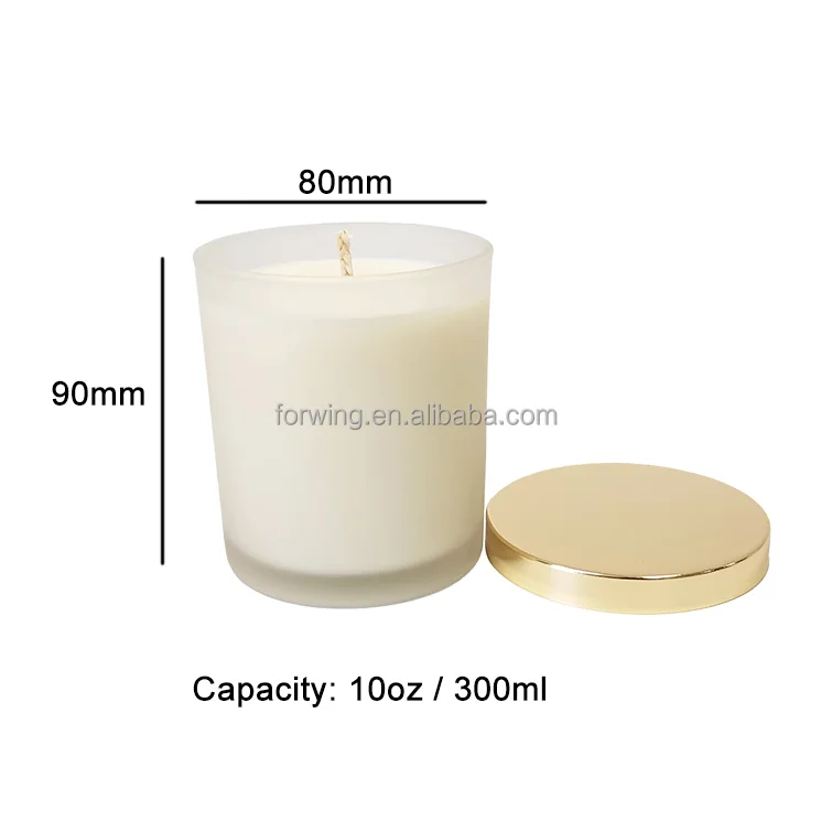 Luxury frosted glass candle jar container candle jars with metal lid for candle making details