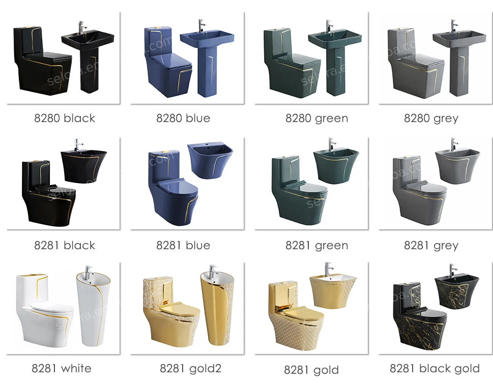 Modern Bathroom Grey Square Sanitary Ware Suite Wc One Piece Ceramic Commode Basin Toilet Bowl