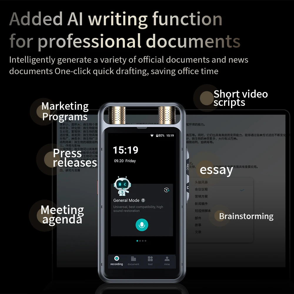 VORNOR M5 AI Voice Recorder - Portable Digital Voice Recorder for