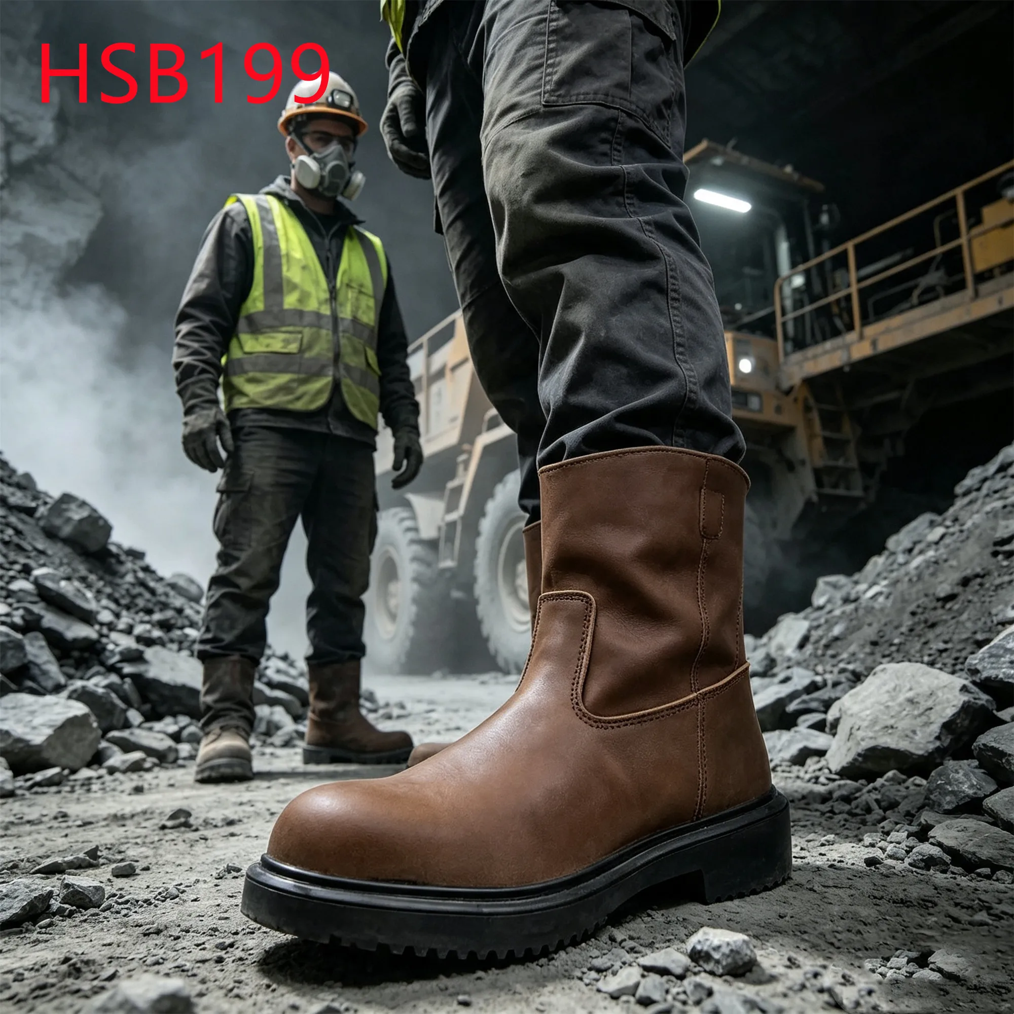 HY, бурова платформа, найкращі чоловічі безпечні черевики з верхом із шкіри «крейзі-хорс», стальні носки та проміжна підошва, гірничі робочі черевики Hua Singh, модель HSB199