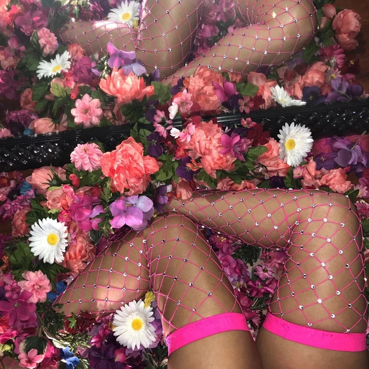 8 видов цветов пикантные женские туфли-лодочки со стразами колготки в сеточку, Чулки с эластичным бортом,