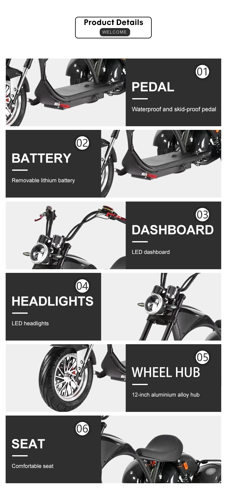 DDP Free Duty Dropshipping Europe personal transporter m3 electric motorcycle adult tricycle electric scooter