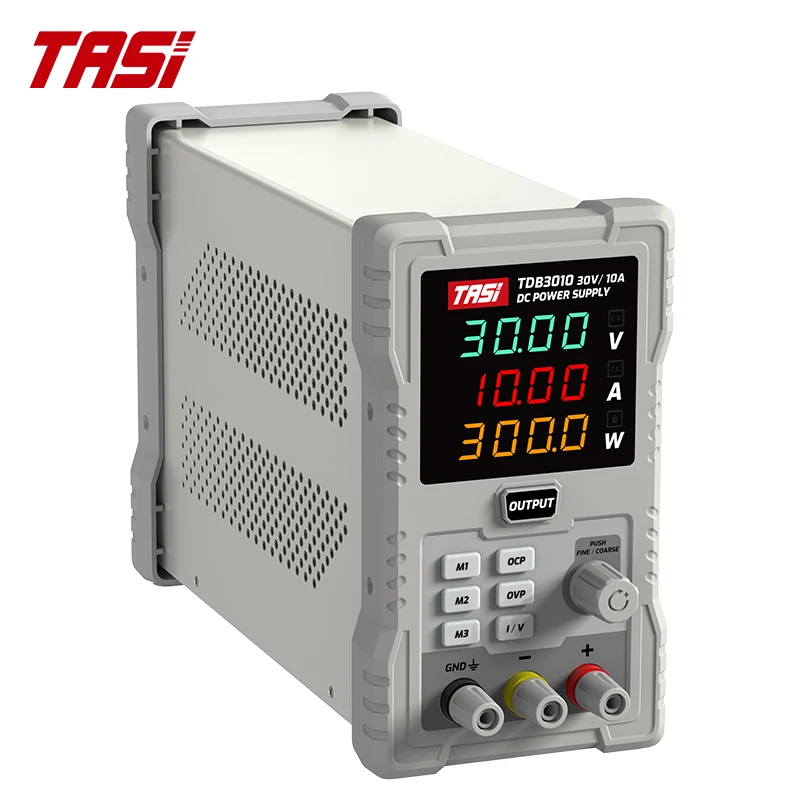 TASI TDB3010 Adjustable 30V 10A Variable DC Switching Power Supply 110V Input with RS232 USB PC Connection for Laboratory Use