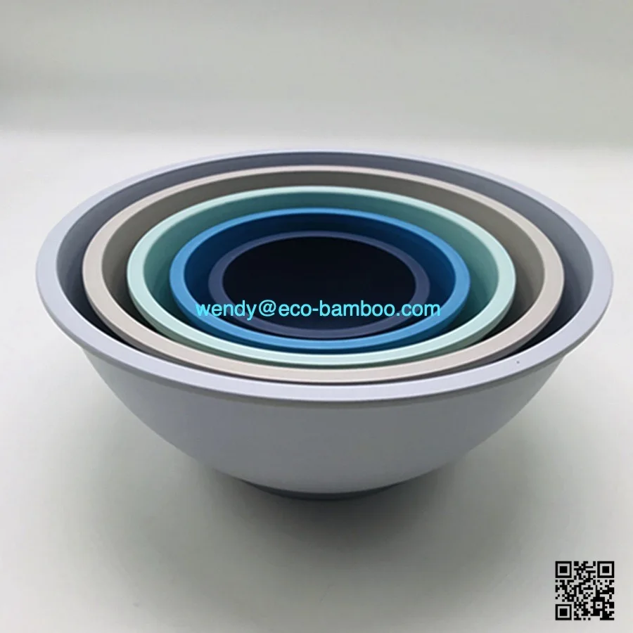 Bambootalk Plastic Bamboo Mixing Bowls 6pc Nesting Bowl Set Includes