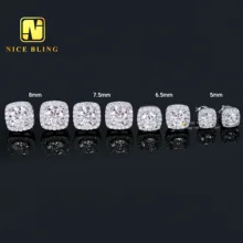 Ready Stock Fast Delivery 925 Sterling Silver VVS Moissanite Square Halo Stud Earrings Factory Wholesale White Gold Plated