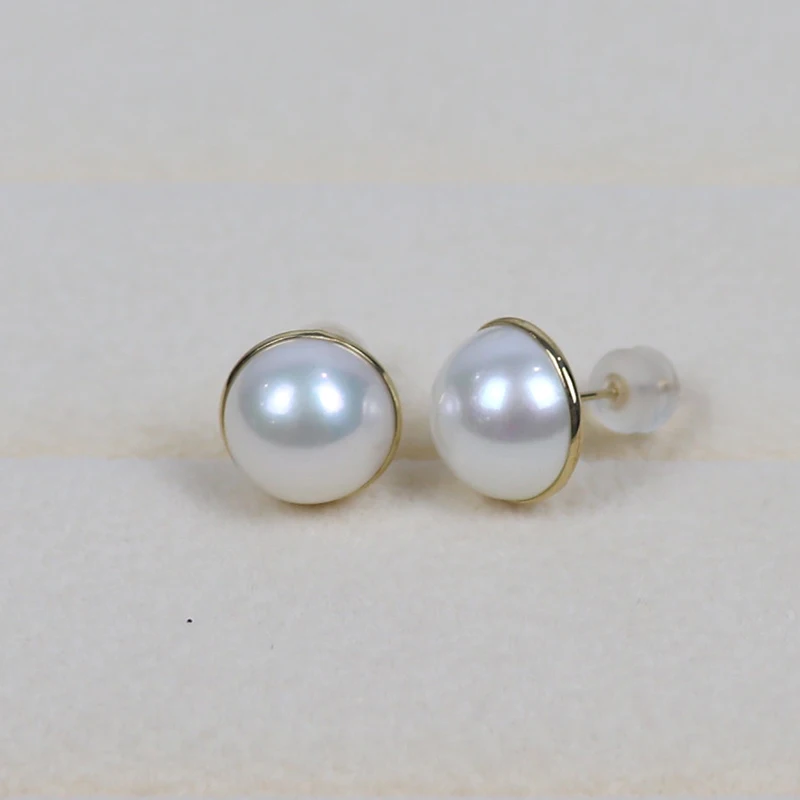 Wholesale Natural High Quality Mabe Pearl Earrings,No Blemish,18k Gold ...