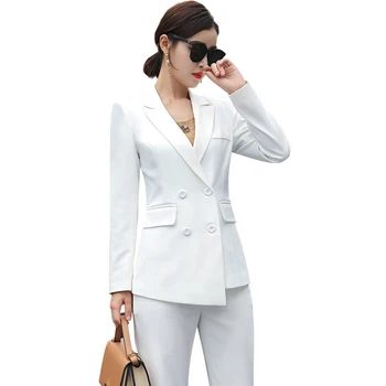 Business suit High Quality Casual Women's Suit Pants Two Piece Set 2021 new summer elegant ladies blazer jacket business attire