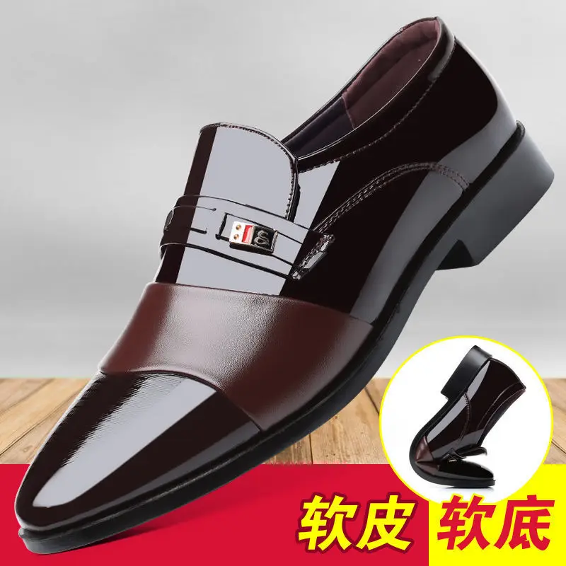 Wholesale Best Selling Adult Hard Sole Lightweight Leather Shoes Black ...